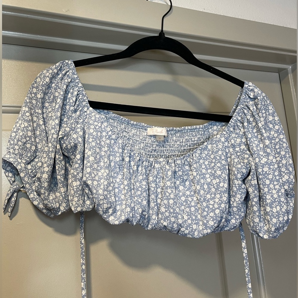 Blue Floral Crop Top